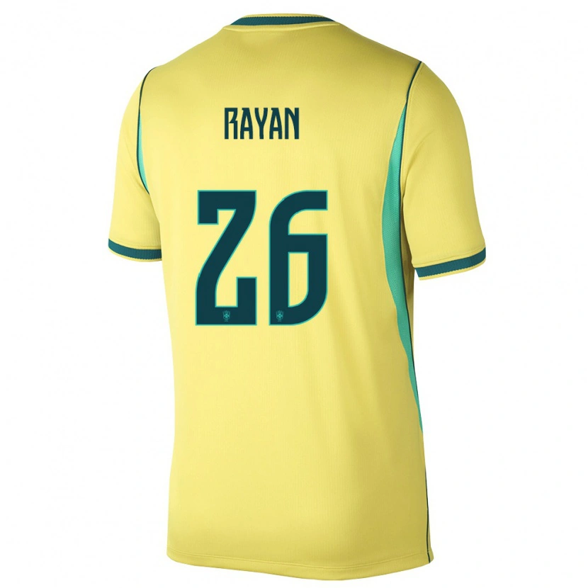 Danxen Pánské Brazílie Rayan #26 Žlutá Zelená Domů Hráčské Dresy 26-28 Dres
