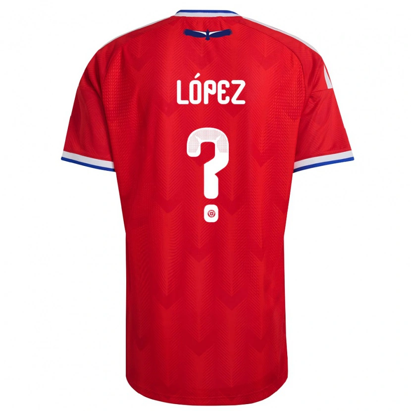 Danxen Pánské Chile Lucas López #0 Červená Bílá Modrá Domů Hráčské Dresy 26-28 Dres