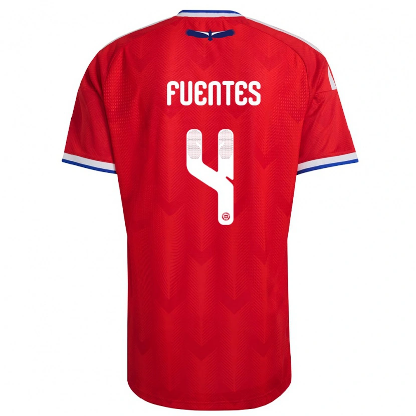 Danxen Pánské Chile Karen Fuentes #4 Červená Bílá Modrá Domů Hráčské Dresy 26-28 Dres