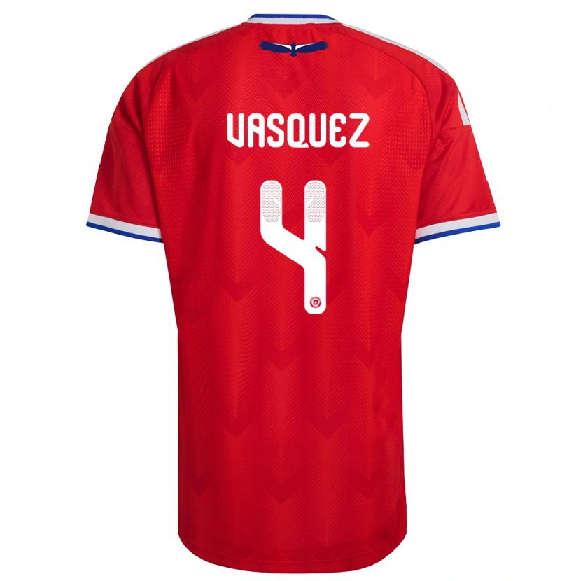 Danxen Pánské Chile Matías Vásquez #4 Červená Bílá Modrá Domů Hráčské Dresy 26-28 Dres