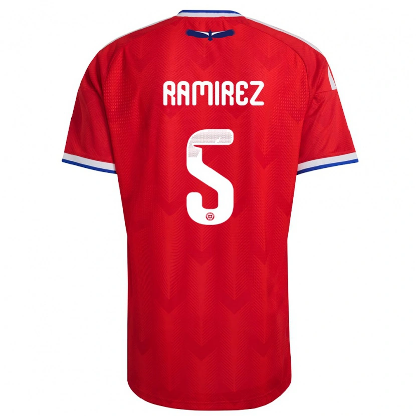 Danxen Pánské Chile Fernanda Ramírez #5 Červená Bílá Modrá Domů Hráčské Dresy 26-28 Dres