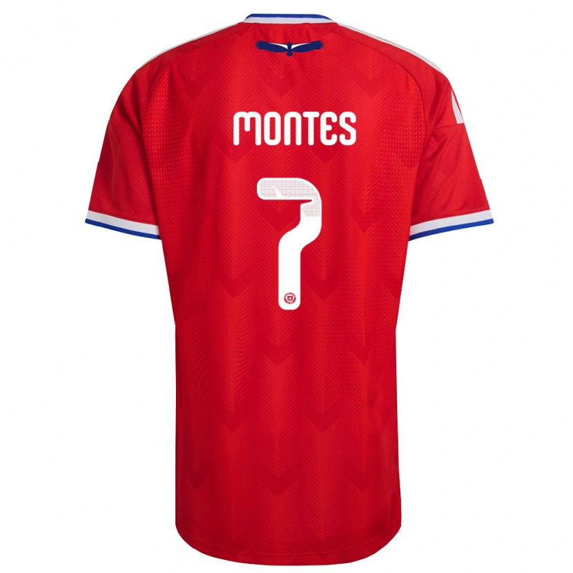 Danxen Pánské Chile Clemente Montes #7 Červená Bílá Modrá Domů Hráčské Dresy 26-28 Dres