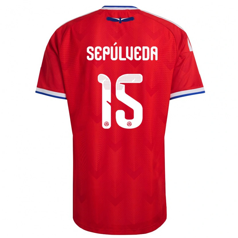 Danxen Pánské Chile Matías Sepúlveda #15 Červená Bílá Modrá Domů Hráčské Dresy 26-28 Dres