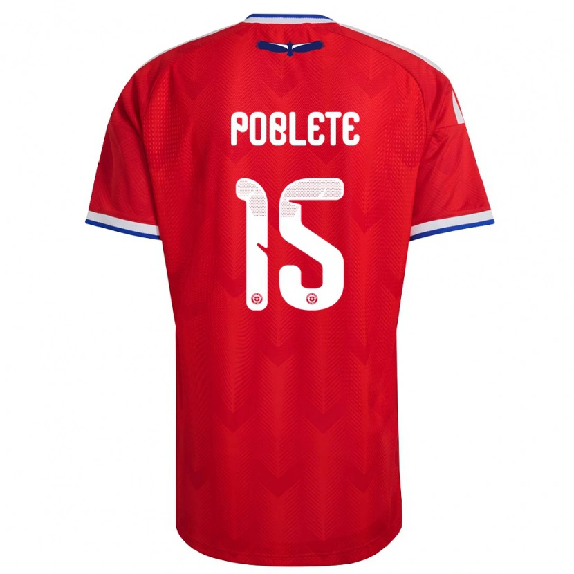 Danxen Pánské Chile Jaime Poblete #15 Červená Bílá Modrá Domů Hráčské Dresy 26-28 Dres