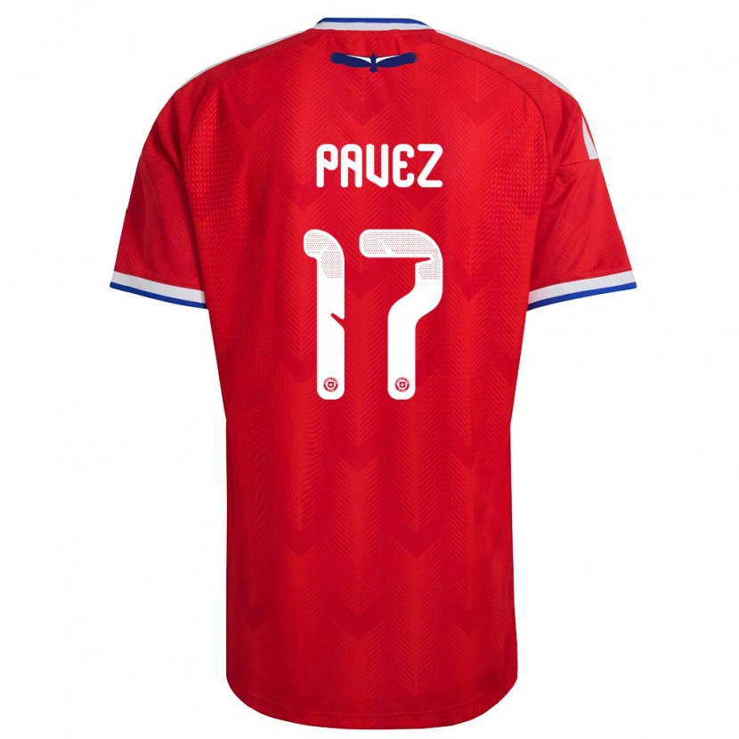 Danxen Pánské Chile Esteban Pavez #17 Červená Bílá Modrá Domů Hráčské Dresy 26-28 Dres