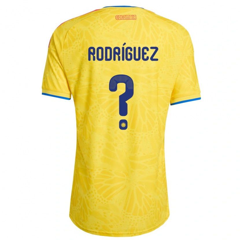 Danxen Pánské Kolumbie Juan Rodríguez #0 Žlutá Modrá Červená Domů Hráčské Dresy 26-28 Dres