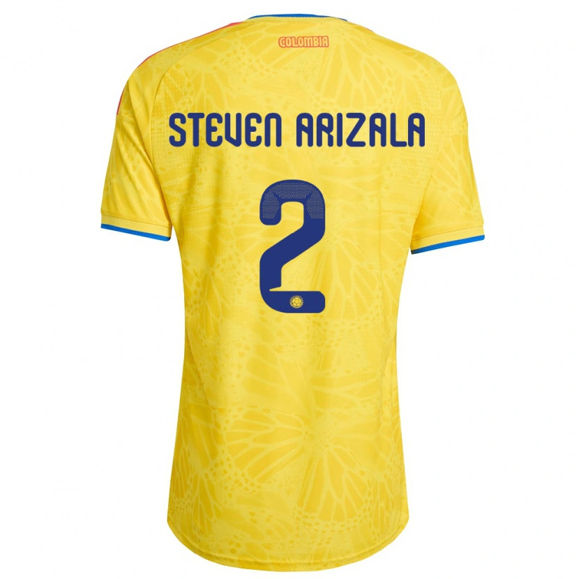 Danxen Pánské Kolumbie Elver Steven Arizala #2 Žlutá Modrá Červená Domů Hráčské Dresy 26-28 Dres