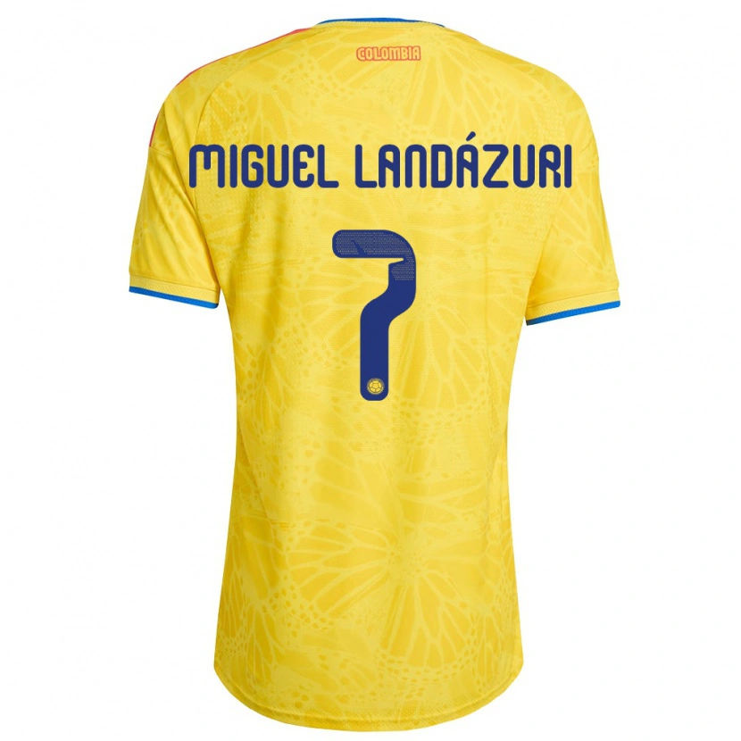 Danxen Pánské Kolumbie Luis Miguel Landázuri #7 Žlutá Modrá Červená Domů Hráčské Dresy 26-28 Dres