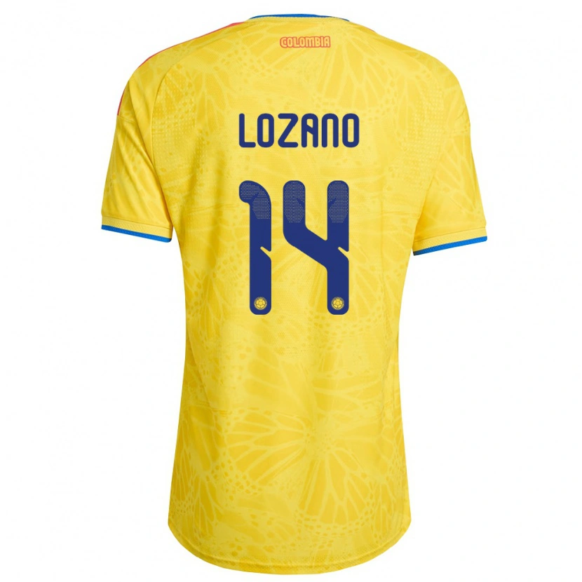 Danxen Pánské Kolumbie Matías Lozano #14 Žlutá Modrá Červená Domů Hráčské Dresy 26-28 Dres