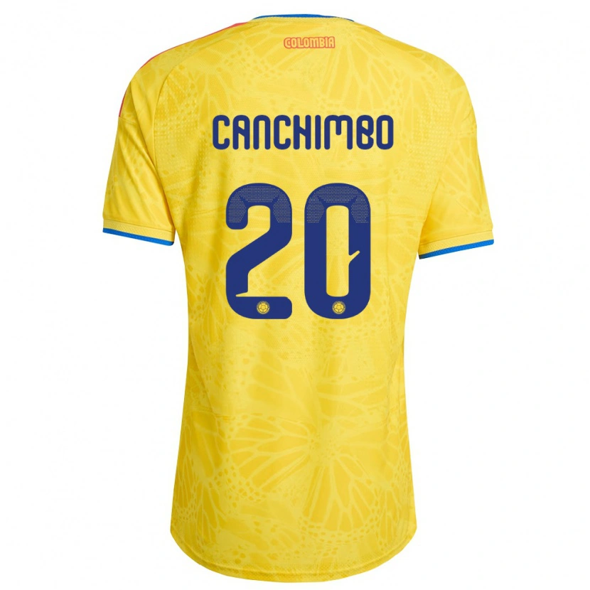 Danxen Pánské Kolumbie Joel Canchimbo #20 Žlutá Modrá Červená Domů Hráčské Dresy 26-28 Dres