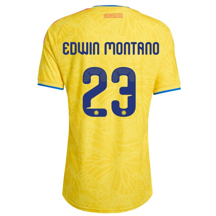 Danxen Pánské Kolumbie John Edwin Montaño #23 Žlutá Modrá Červená Domů Hráčské Dresy 26-28 Dres