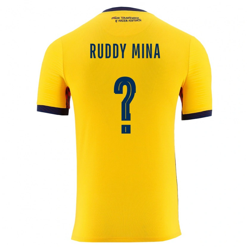 Danxen Pánské Ekvádor Ruddy Mina #0 Žlutá Námořnická Domů Hráčské Dresy 26-28 Dres