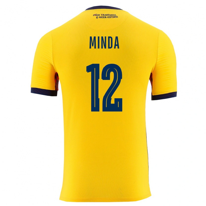 Danxen Pánské Ekvádor Ethan Minda #12 Žlutá Námořnická Domů Hráčské Dresy 26-28 Dres