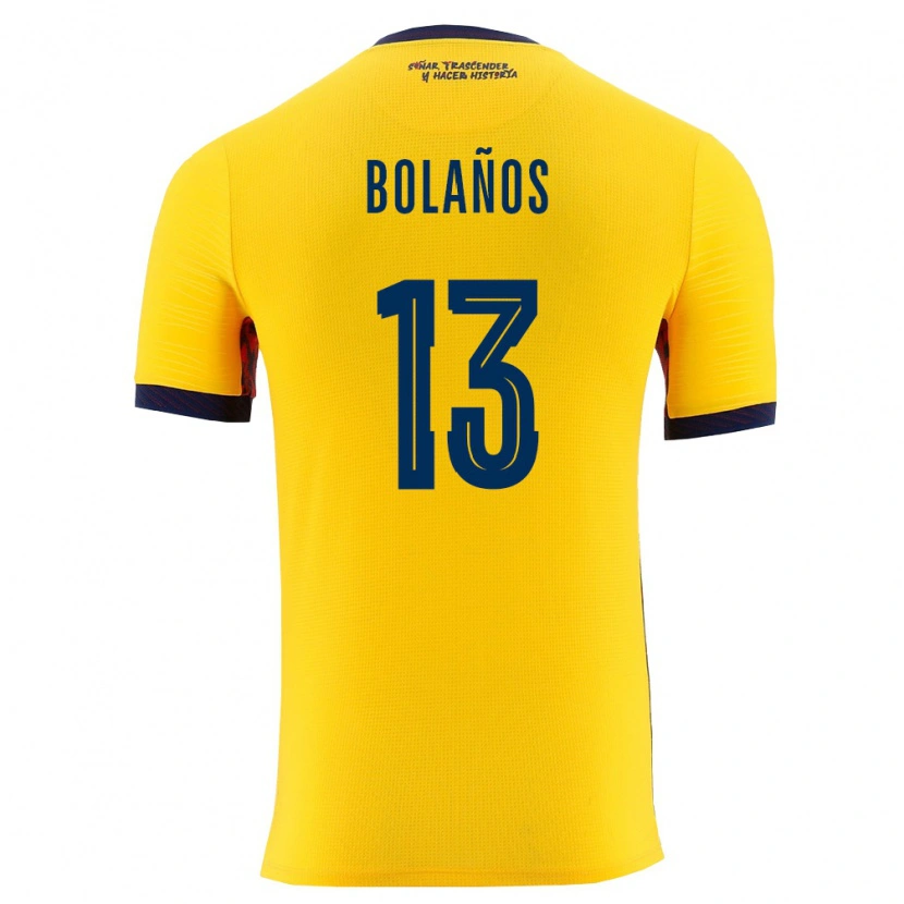 Danxen Pánské Ekvádor Nayely Bolanos #13 Žlutá Námořnická Domů Hráčské Dresy 26-28 Dres