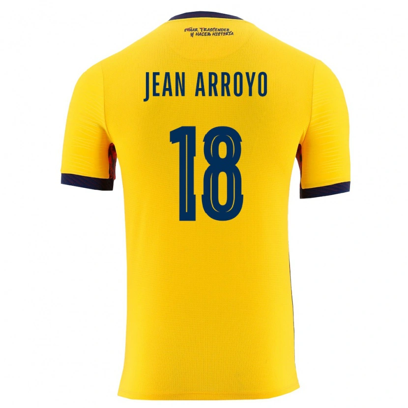 Danxen Pánské Ekvádor Jean Arroyo #18 Žlutá Námořnická Domů Hráčské Dresy 26-28 Dres