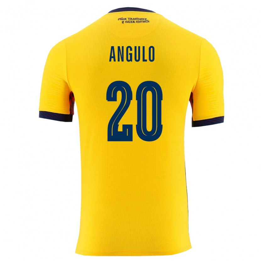Danxen Pánské Ekvádor Nilson Angulo #20 Žlutá Námořnická Domů Hráčské Dresy 26-28 Dres