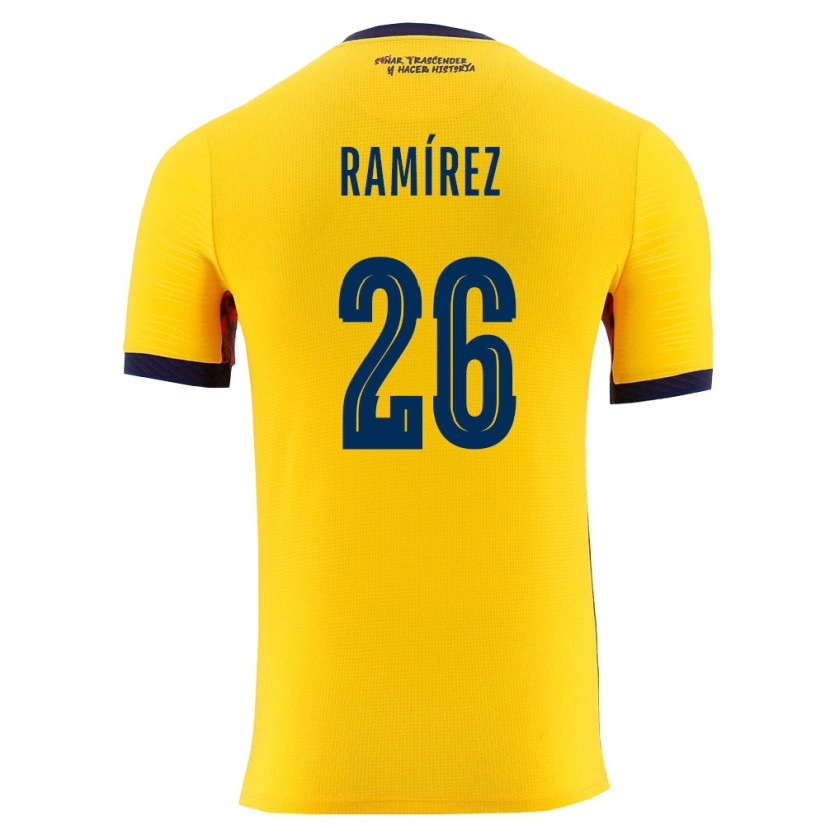 Danxen Pánské Ekvádor Bryan Ramírez #26 Žlutá Námořnická Domů Hráčské Dresy 26-28 Dres