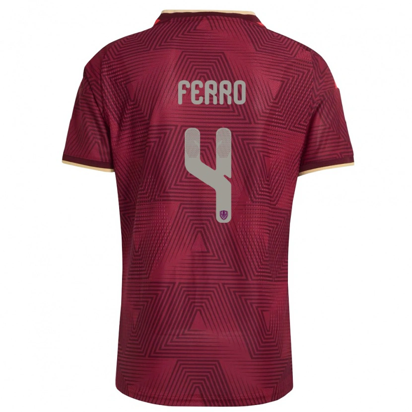 Danxen Pánské Venezuela Andrés Ferro #4 Vínová Zlatá Žlutá Domů Hráčské Dresy 26-28 Dres