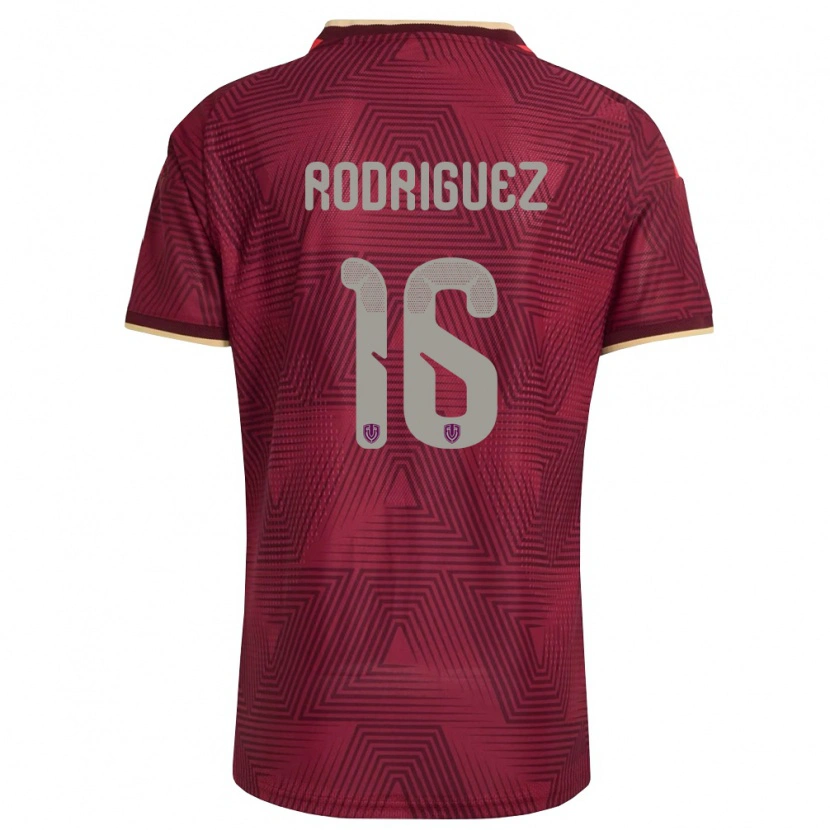 Danxen Pánské Venezuela Arianna Rodríguez #16 Vínová Zlatá Žlutá Domů Hráčské Dresy 26-28 Dres