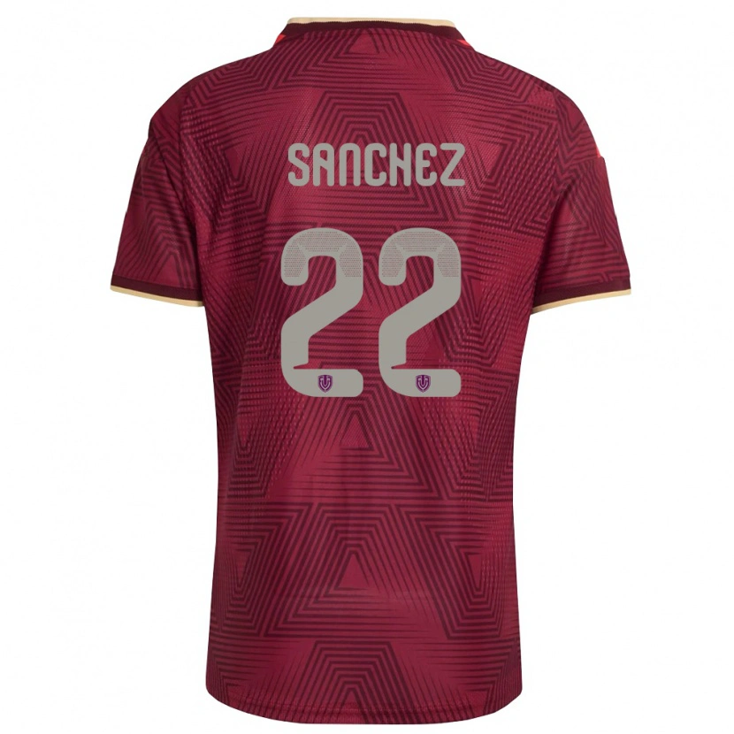 Danxen Pánské Venezuela Santiago Sanchez #22 Vínová Zlatá Žlutá Domů Hráčské Dresy 26-28 Dres