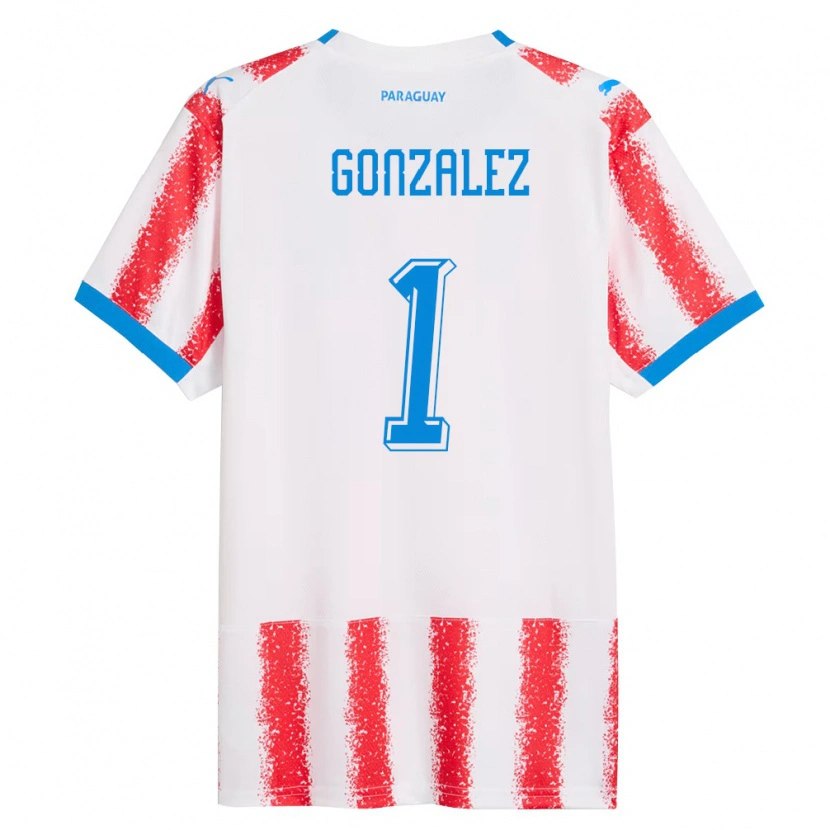 Danxen Pánské Paraguay Ángel González #1 Bílá Červená Modrá Domů Hráčské Dresy 26-28 Dres