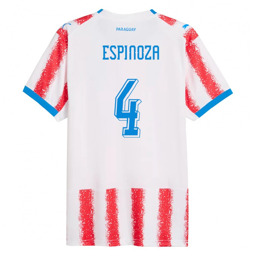 Danxen Pánské Paraguay Matías Espinoza #4 Bílá Červená Modrá Domů Hráčské Dresy 26-28 Dres