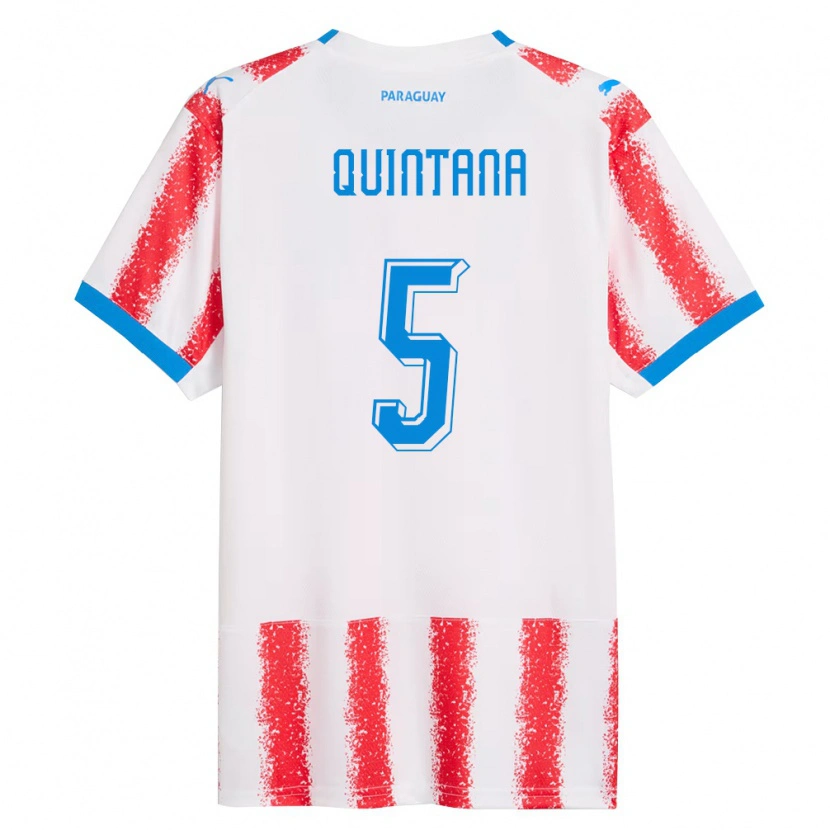 Danxen Pánské Paraguay Lucas Quintana #5 Bílá Červená Modrá Domů Hráčské Dresy 26-28 Dres