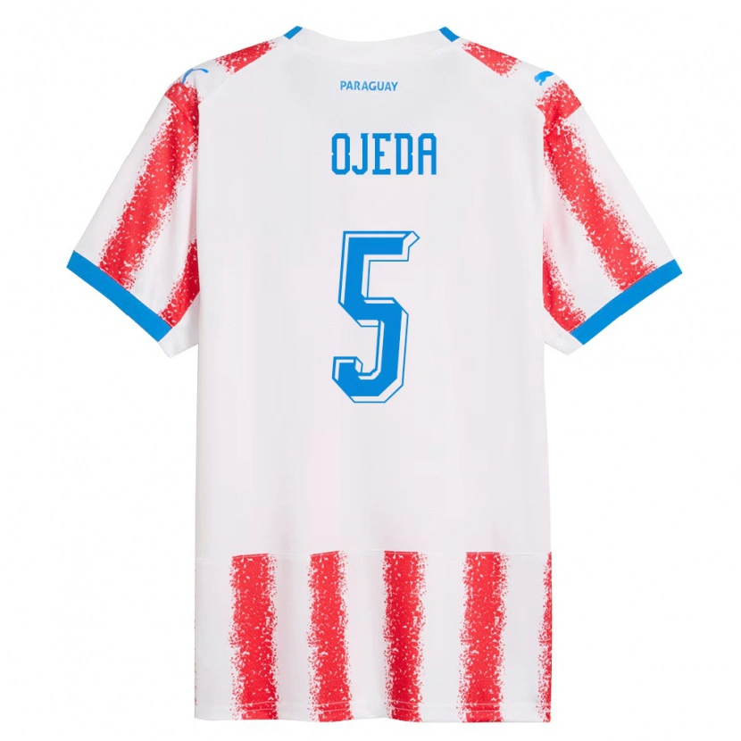 Danxen Pánské Paraguay Edgar Ojeda #5 Bílá Červená Modrá Domů Hráčské Dresy 26-28 Dres