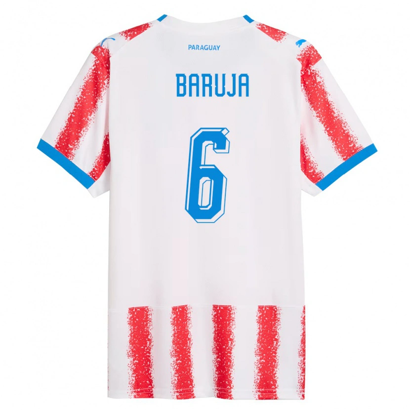 Danxen Pánské Paraguay Fabrizio Baruja #6 Bílá Červená Modrá Domů Hráčské Dresy 26-28 Dres