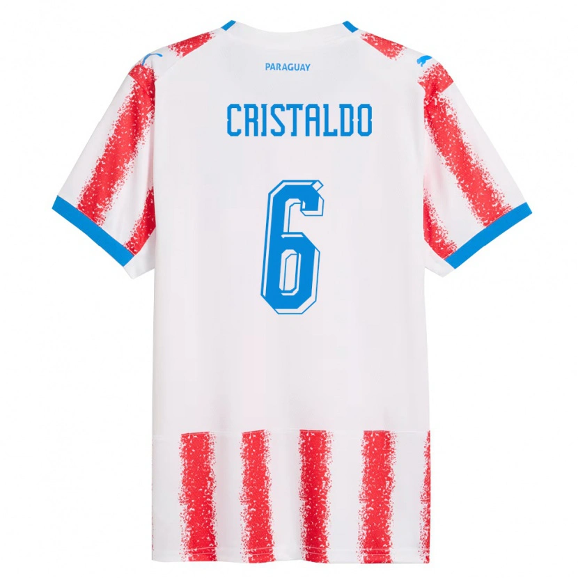 Danxen Pánské Paraguay Leo Cristaldo #6 Bílá Červená Modrá Domů Hráčské Dresy 26-28 Dres