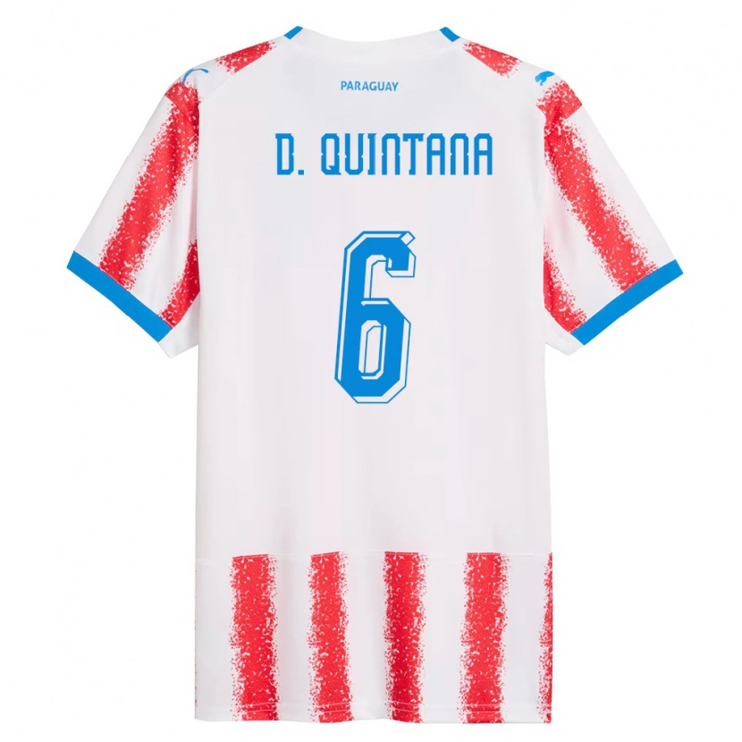 Danxen Pánské Paraguay Dulce Quintana #6 Bílá Červená Modrá Domů Hráčské Dresy 26-28 Dres