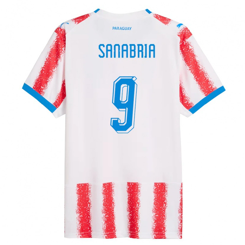 Danxen Pánské Paraguay Antonio Sanabria #9 Bílá Červená Modrá Domů Hráčské Dresy 26-28 Dres