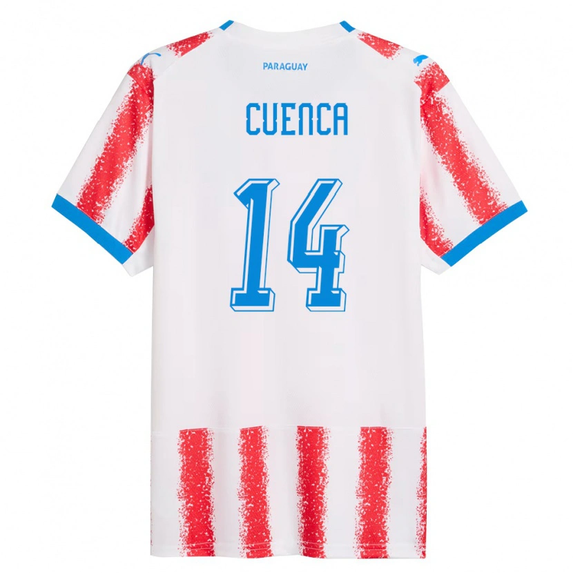 Danxen Pánské Paraguay Hugo Cuenca #14 Bílá Červená Modrá Domů Hráčské Dresy 26-28 Dres