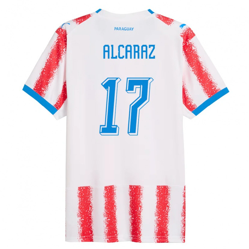 Danxen Pánské Paraguay Adrián Alcaraz #17 Bílá Červená Modrá Domů Hráčské Dresy 26-28 Dres