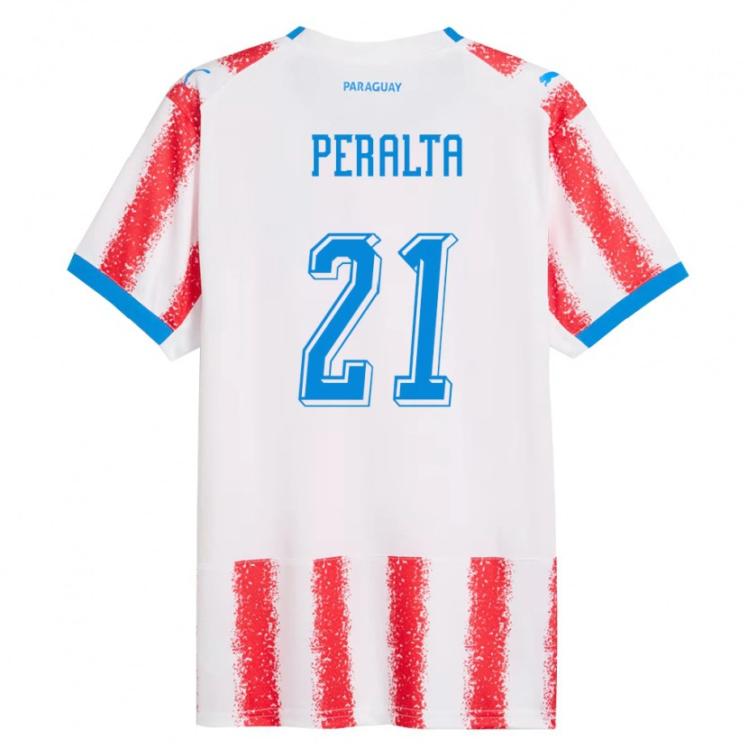 Danxen Pánské Paraguay Fabrizio Peralta #21 Bílá Červená Modrá Domů Hráčské Dresy 26-28 Dres