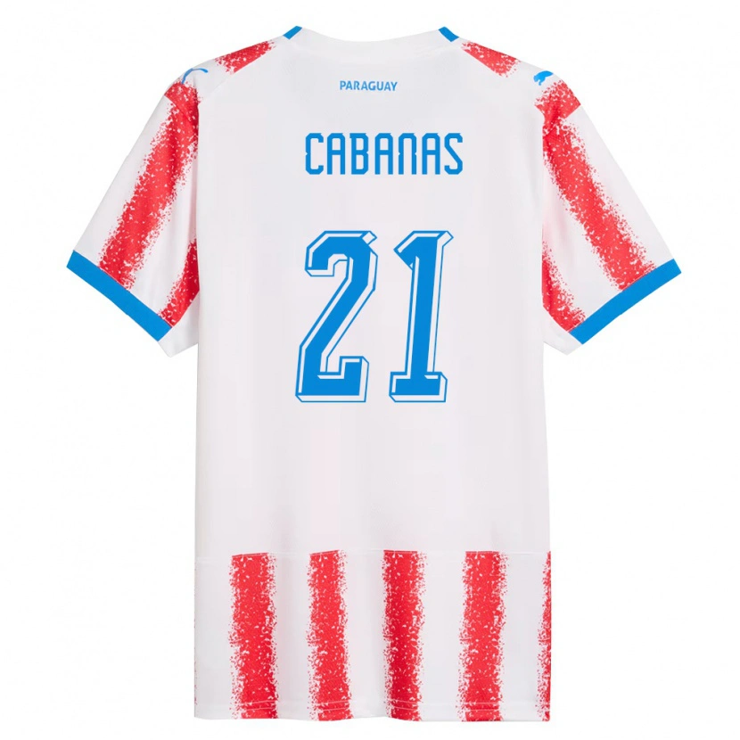 Danxen Pánské Paraguay Víctor Cabañas #21 Bílá Červená Modrá Domů Hráčské Dresy 26-28 Dres