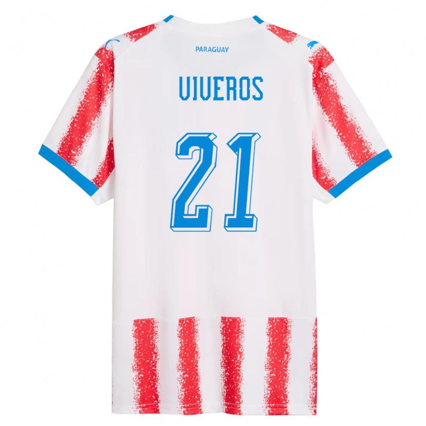 Danxen Pánské Paraguay Fernando Viveros #21 Bílá Červená Modrá Domů Hráčské Dresy 26-28 Dres