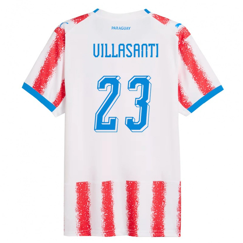 Danxen Pánské Paraguay Mathías Villasanti #23 Bílá Červená Modrá Domů Hráčské Dresy 26-28 Dres