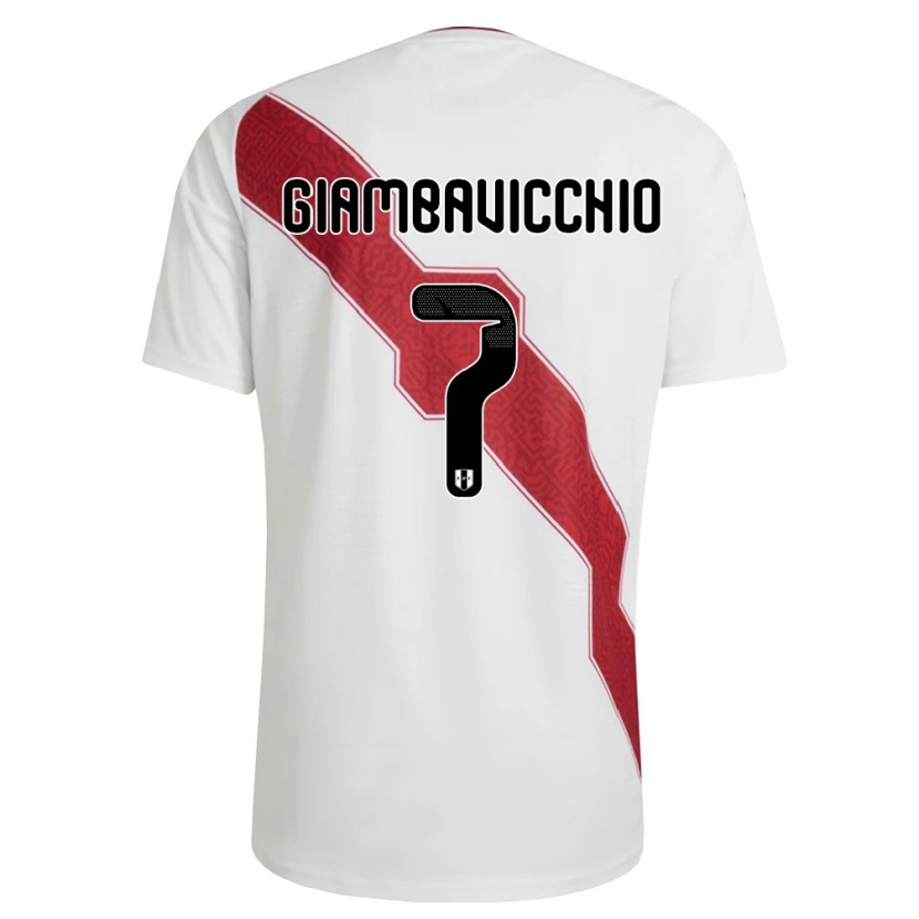 Danxen Pánské Peru Franco Giambavicchio #7 Bílá Červená Černá Domů Hráčské Dresy 26-28 Dres