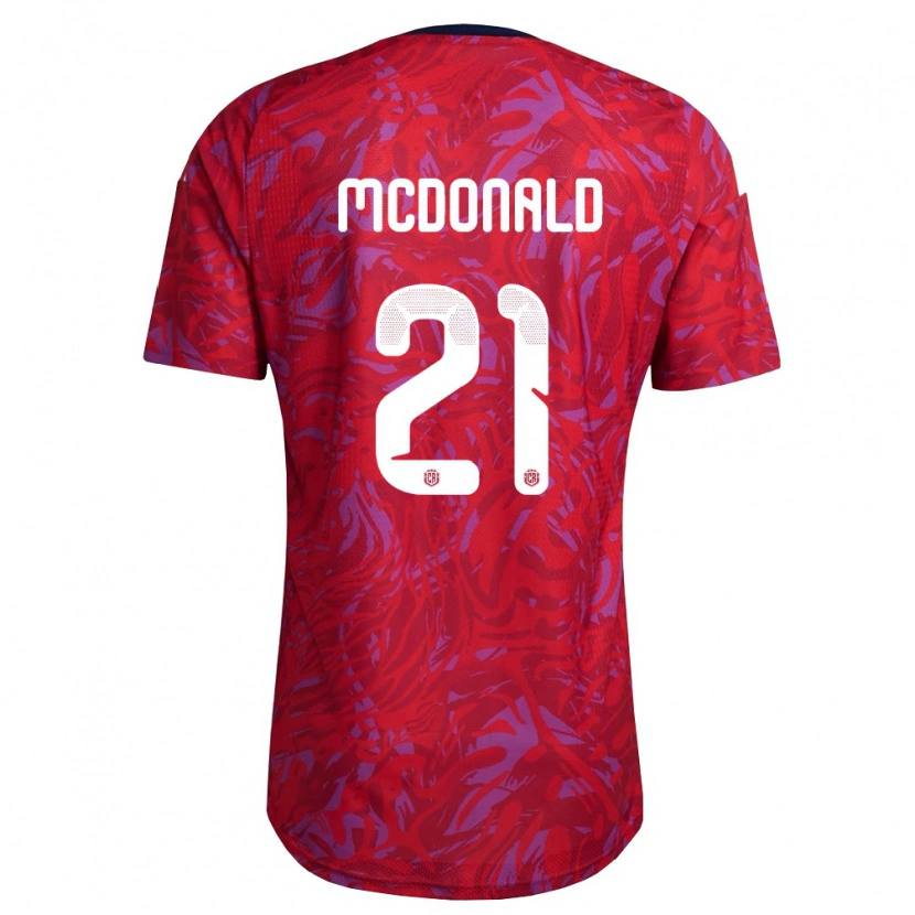 Danxen Pánské Kostarika Kyan Mcdonald #21 Červená Fialová Námořnická Domů Hráčské Dresy 26-28 Dres