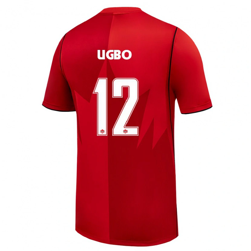 Danxen Pánské Kanada Ike Ugbo #12 Červená Bílá Domů Hráčské Dresy 26-28 Dres