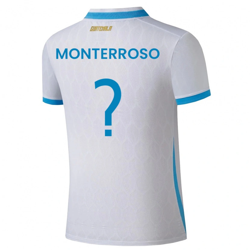 Danxen Pánské Guatemala María Monterroso #0 Bílá Nebeská Modrá Zlatá Domů Hráčské Dresy 26-28 Dres