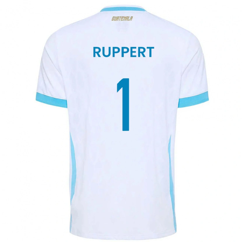Danxen Pánské Guatemala Ethan Ruppert #1 Bílá Nebeská Modrá Zlatá Domů Hráčské Dresy 26-28 Dres