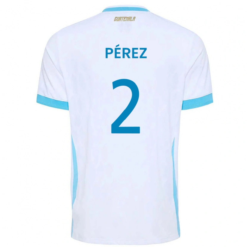 Danxen Pánské Guatemala Gary Pérez #2 Bílá Nebeská Modrá Zlatá Domů Hráčské Dresy 26-28 Dres