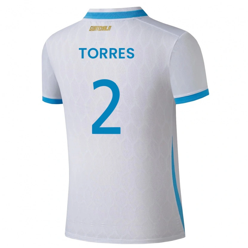 Danxen Pánské Guatemala Nicolás De Jesús Torres #2 Bílá Nebeská Modrá Zlatá Domů Hráčské Dresy 26-28 Dres