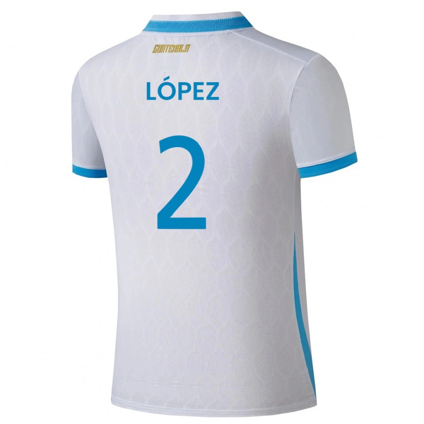 Danxen Pánské Guatemala Francisco López #2 Bílá Nebeská Modrá Zlatá Domů Hráčské Dresy 26-28 Dres