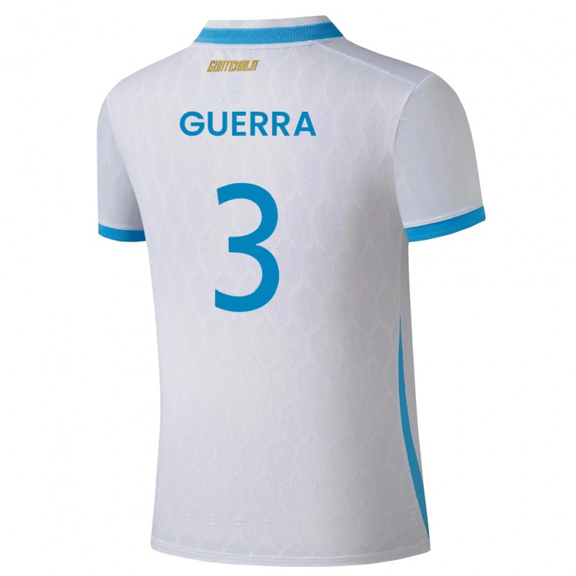 Danxen Pánské Guatemala Brayan Guerra #3 Bílá Nebeská Modrá Zlatá Domů Hráčské Dresy 26-28 Dres
