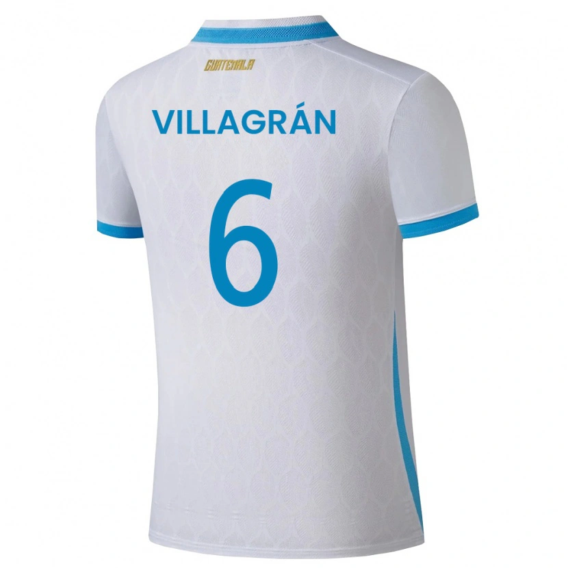 Danxen Pánské Guatemala Williams Villagrán #6 Bílá Nebeská Modrá Zlatá Domů Hráčské Dresy 26-28 Dres