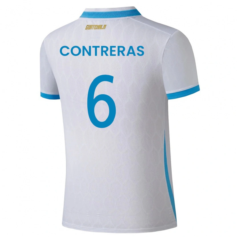 Danxen Pánské Guatemala María Contreras #6 Bílá Nebeská Modrá Zlatá Domů Hráčské Dresy 26-28 Dres
