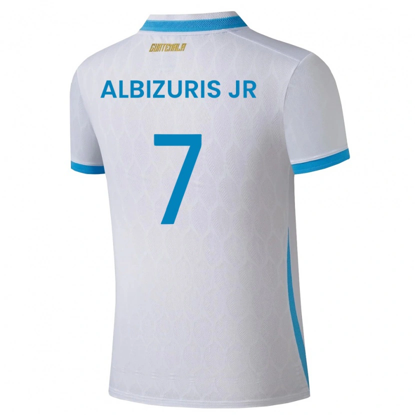 Danxen Pánské Guatemala Claudio Albizuris Jr #7 Bílá Nebeská Modrá Zlatá Domů Hráčské Dresy 26-28 Dres